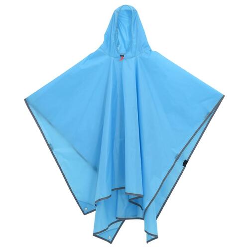 Regnponcho med hætte 223x145 cm 2-i-1 design blå