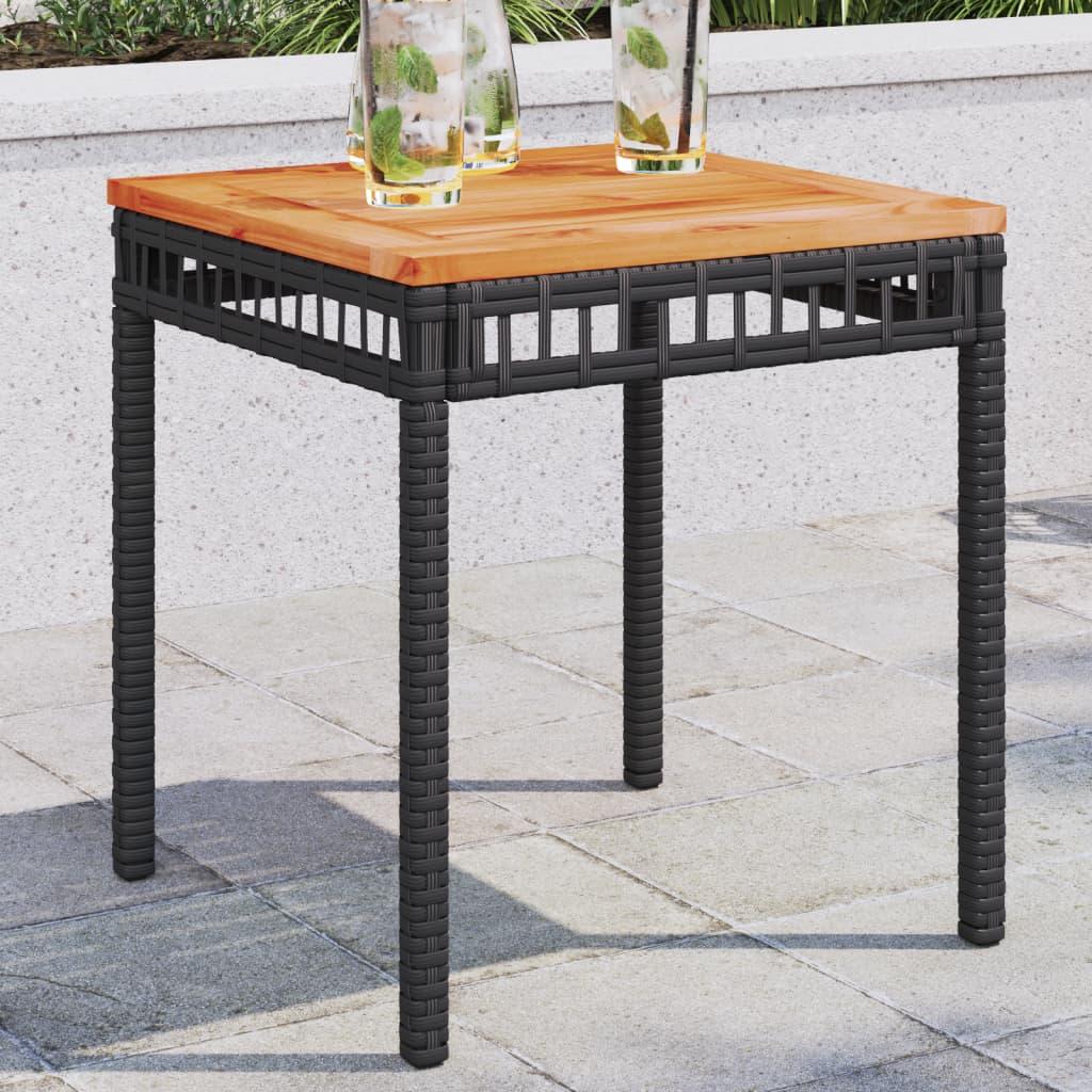 Havebord 38x38x42 cm polyrattan og akacietræ sort