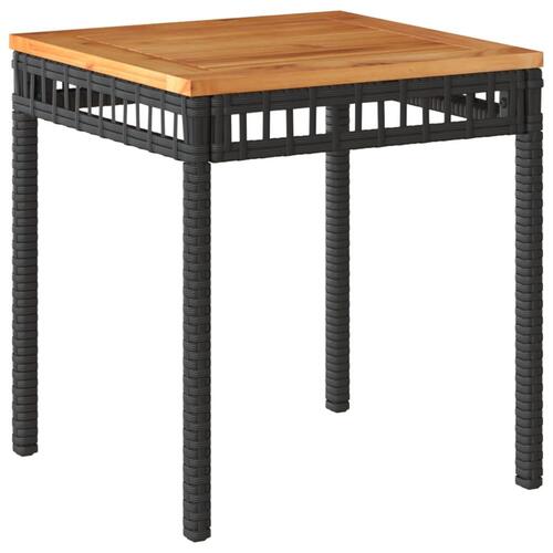 Havebord 38x38x42 cm polyrattan og akacietræ sort