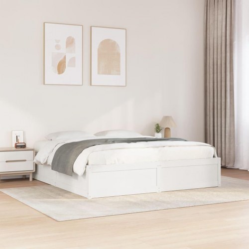 Sengeramme uden madras 180x200 cm massivt fyrretræ hvid