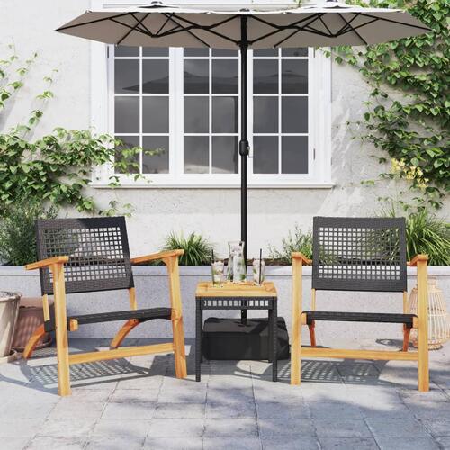 Havebord 38x38x42 cm polyrattan og akacietræ sort