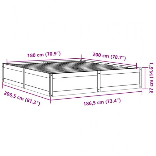 Sengeramme uden madras 180x200 cm massivt fyrretræ hvid