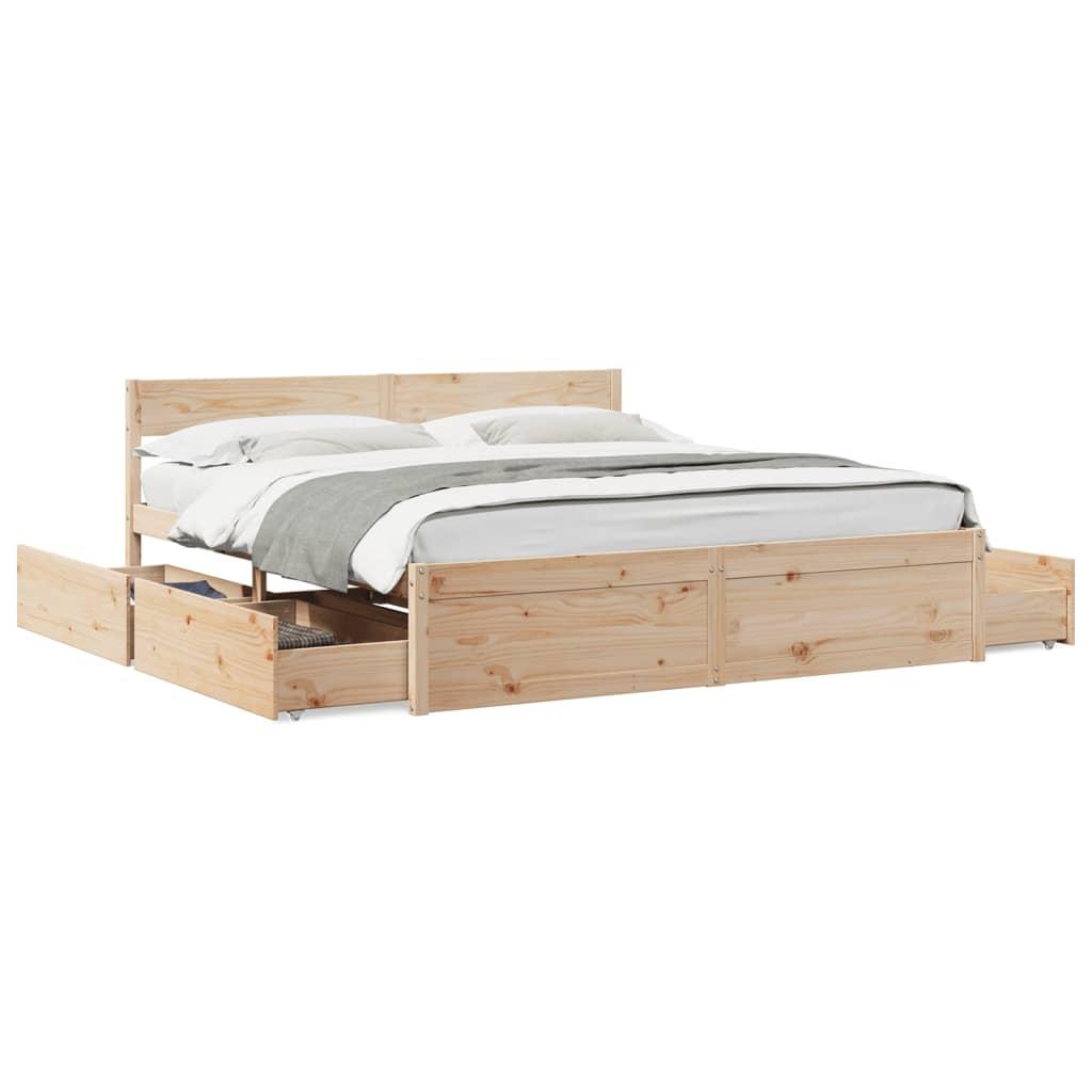 Sengeramme uden madras 200x200 cm massivt fyrretræ billede