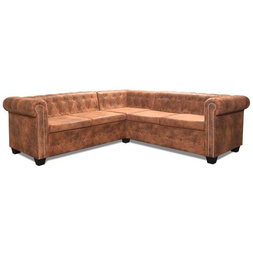 5-personers sofa i Chesterfield-look kunstlæder brun