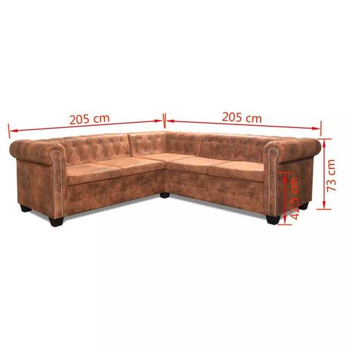 5-personers sofa i Chesterfield-look kunstlæder brun