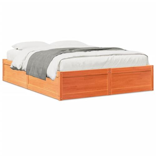 Sengeramme uden madras 140x190 cm massivt fyrretræ gyldenbrun