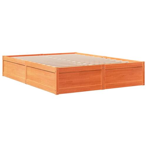 Sengeramme uden madras 140x190 cm massivt fyrretræ gyldenbrun