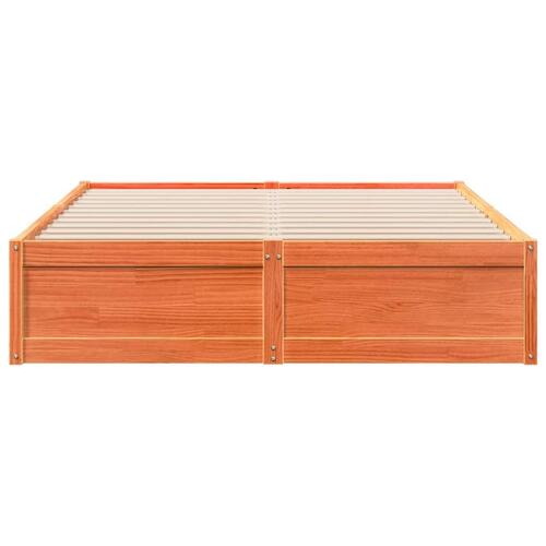 Sengeramme uden madras 140x190 cm massivt fyrretræ gyldenbrun