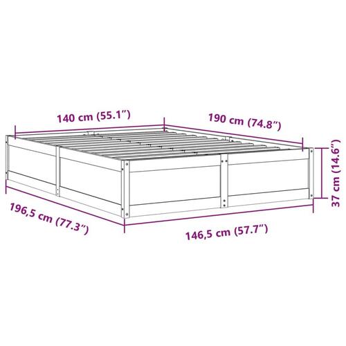 Sengeramme uden madras 140x190 cm massivt fyrretræ gyldenbrun