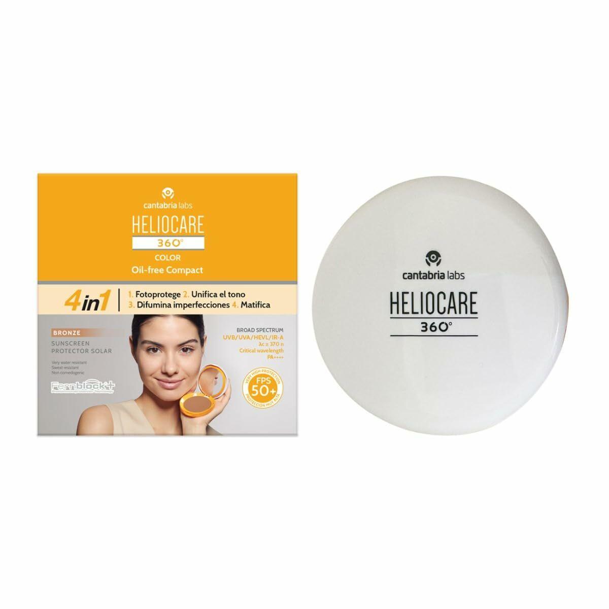 Heliocare 360 Compact Oil‑Free Bronze SPF 50+ - solbeskyttelse med farve 10 g