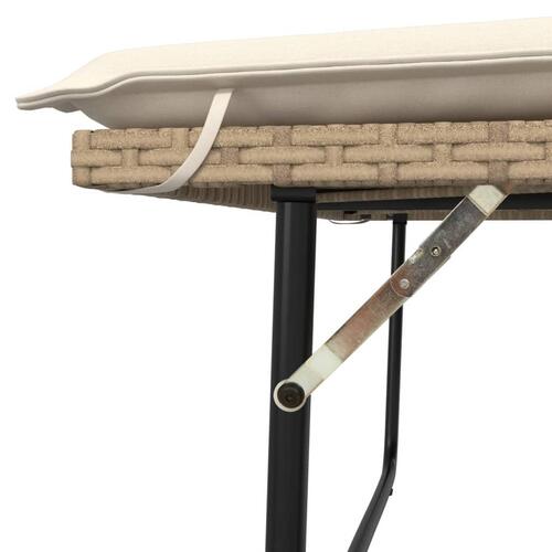 Havebænk med hynder og fodskammel polyrattan beige