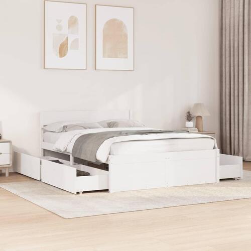 Sengeramme uden madras 120x190 cm massivt fyrretræ hvid