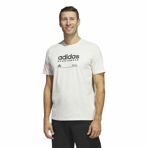 Kortærmet T-shirt til Mænd Adidas Lounge Hvid XL