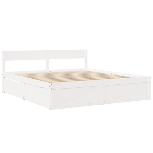 Sengeramme uden madras 200x200 cm massivt fyrretræ hvid