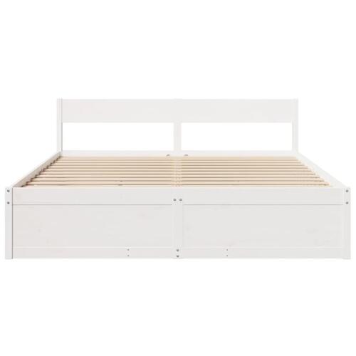 Sengeramme uden madras 200x200 cm massivt fyrretræ hvid
