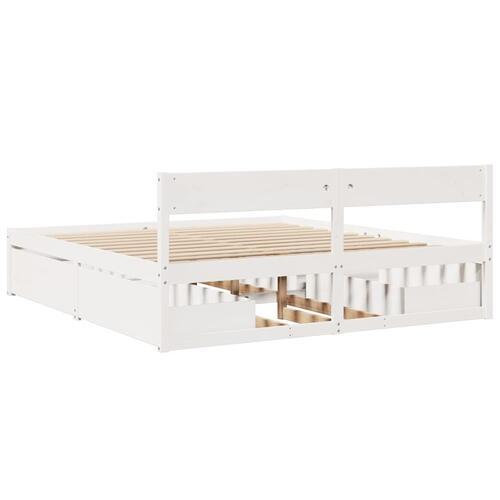 Sengeramme uden madras 200x200 cm massivt fyrretræ hvid