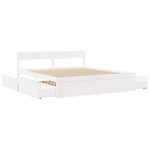 Sengeramme uden madras 200x200 cm massivt fyrretræ hvid