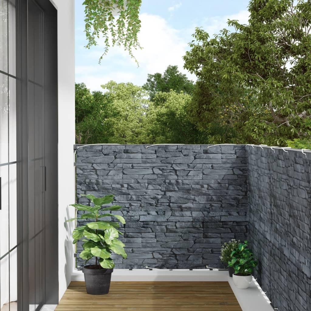 Altanafskærmning 600x120 cm PVC stendesign grå
