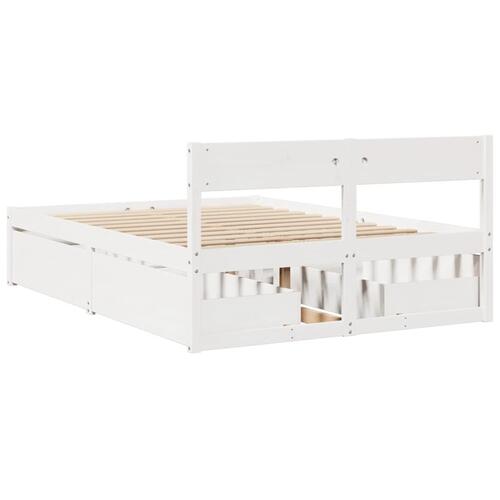 Sengeramme uden madras 140x190 cm massivt fyrretræ hvid