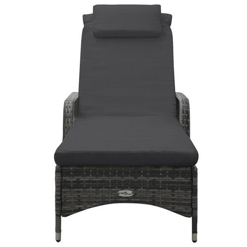 Liggestol med hjul polyrattan grå