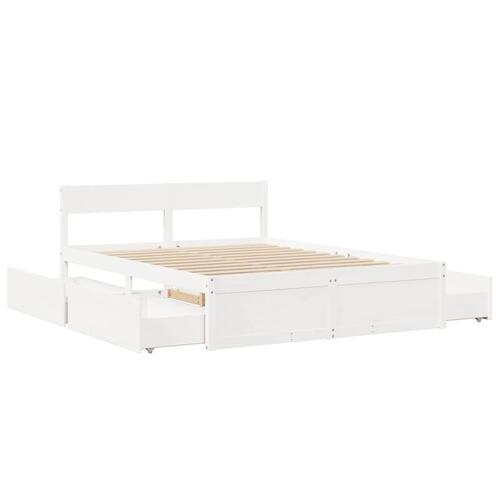 Sengeramme uden madras 140x200 cm massivt fyrretræ hvid