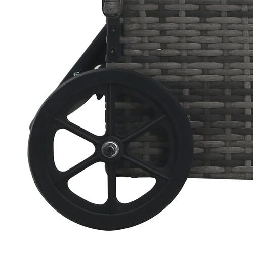 Liggestol med hjul polyrattan grå