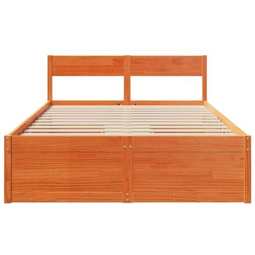 Sengeramme med skuffer 140x190 cm massivt fyrretræ gyldenbrun