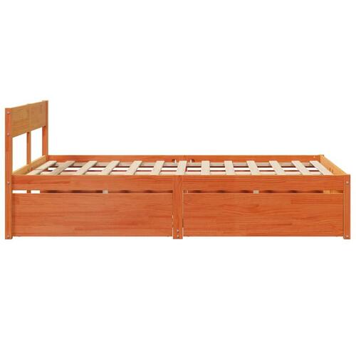 Sengeramme med skuffer 140x190 cm massivt fyrretræ gyldenbrun
