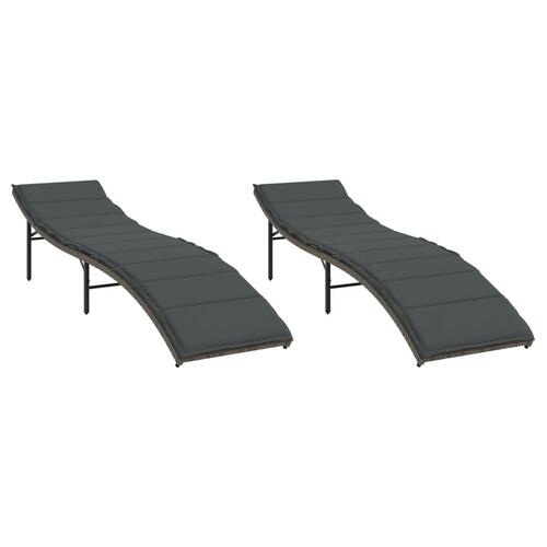 Liggestole 2 stk. med hynder polyrattan grå