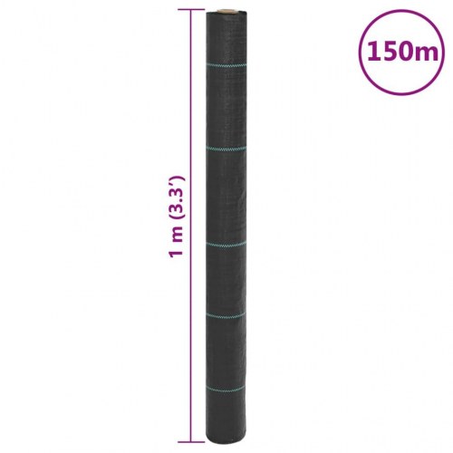 Ukrudtsdug 1 × 150 m - sort PP, 100 g/m²
