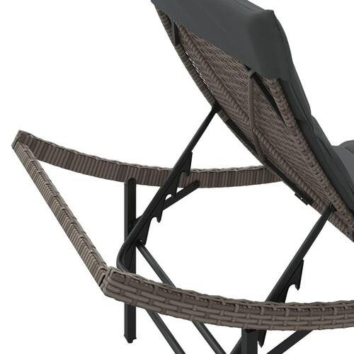 Liggestole 2 stk. med hynder polyrattan grå