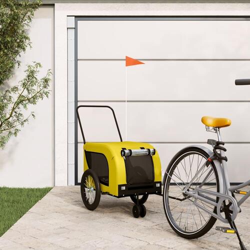 Hundetrailer til cykel oxfordstof og jern gul og sort