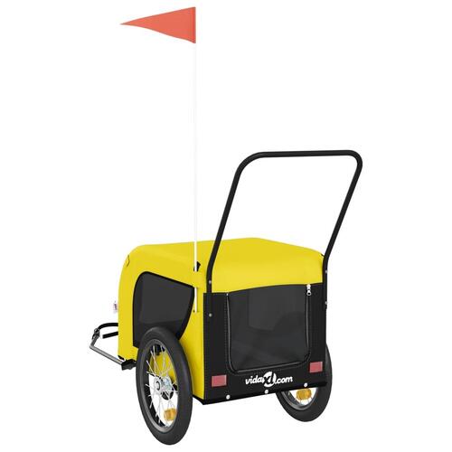 Hundetrailer til cykel oxfordstof og jern gul og sort