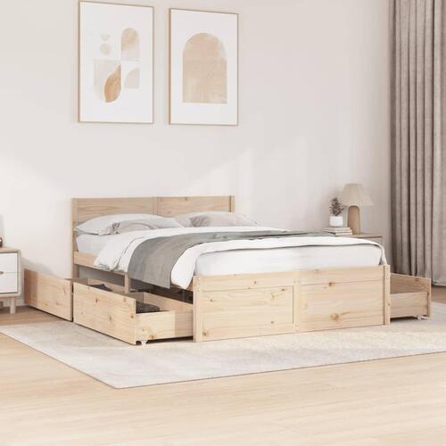 Sengeramme uden madras 135x190 cm massivt fyrretræ hvid