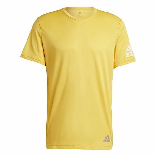 Kortærmet T-shirt til Mænd Adidas Run It Gul XL