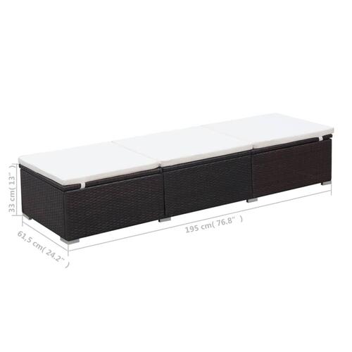 Liggestol med cremefarvet hynde polyrattan brun