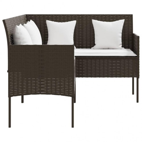 L-formet sofa med hynder polyrattan brun