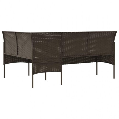 L-formet sofa med hynder polyrattan brun
