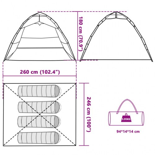 4-personers fisketelt quick-release camouflage
