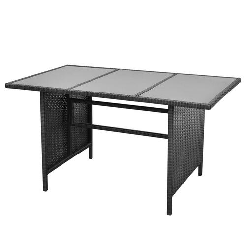 Haveloungesæt 4 dele med hynder polyrattan sort