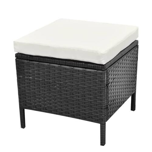 Haveloungesæt 4 dele med hynder polyrattan sort