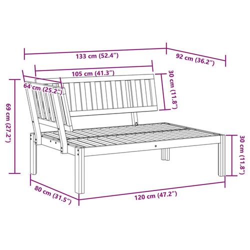 Hjørnemodul til pallesofa massivt akacietræ