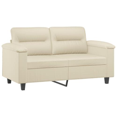 2-personers sofa med pyntepuder 120 cm kunstlæder cremefarvet