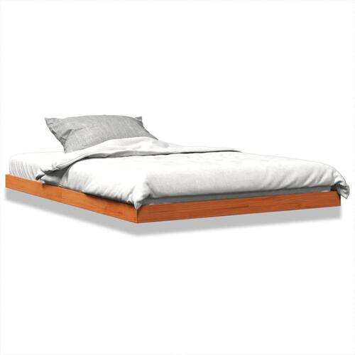 Sengeramme 135x190 cm massivt fyrretræ brun