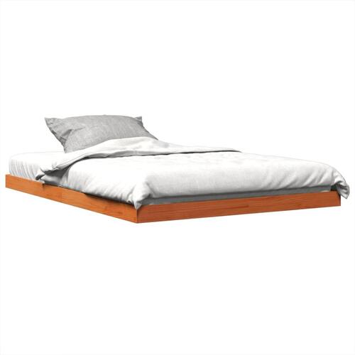 Sengeramme 135x190 cm massivt fyrretræ brun