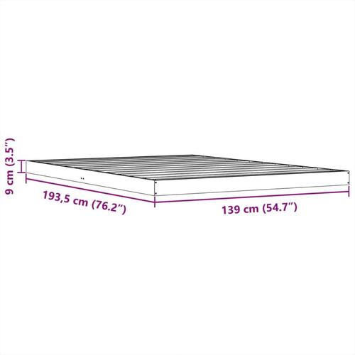 Sengeramme 135x190 cm massivt fyrretræ brun