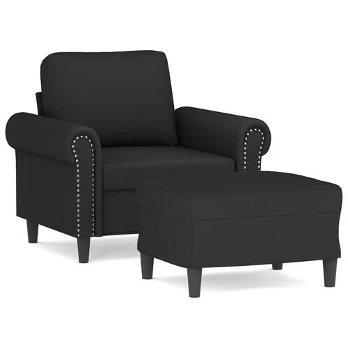 Sofastol med fodskammel 60 cm velour sort