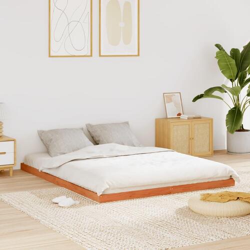 Sengeramme 160x200 cm massivt fyrretræ gyldenbrun