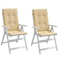 Stolehynder med høj ryg 2 stk. 120x50x4 cm stof beige