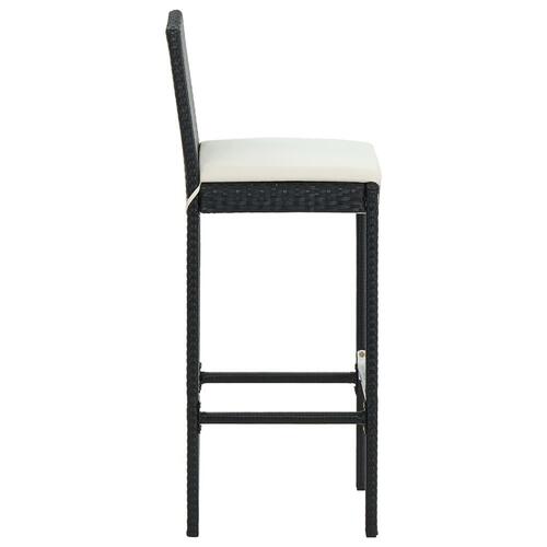 Barstole til haven med hynder 2 stk. polyrattan sort